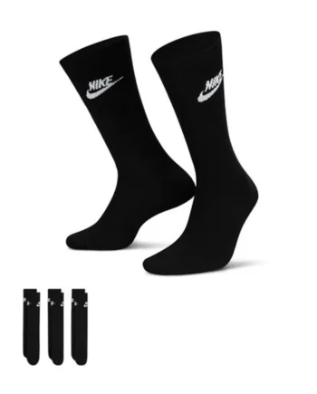 NIKE Sportswear Everyday Essential Crew Socks (3 Pairs) BLACK